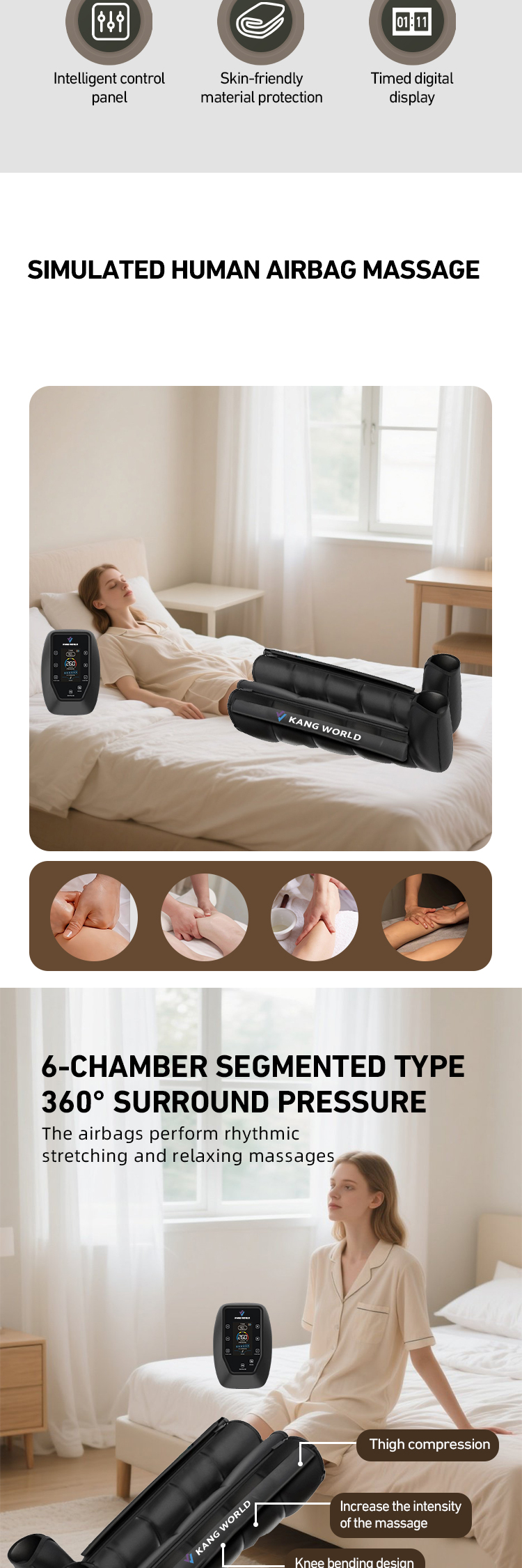 Cordless 6-Chamber Air Compression Leg Massager — detail 2