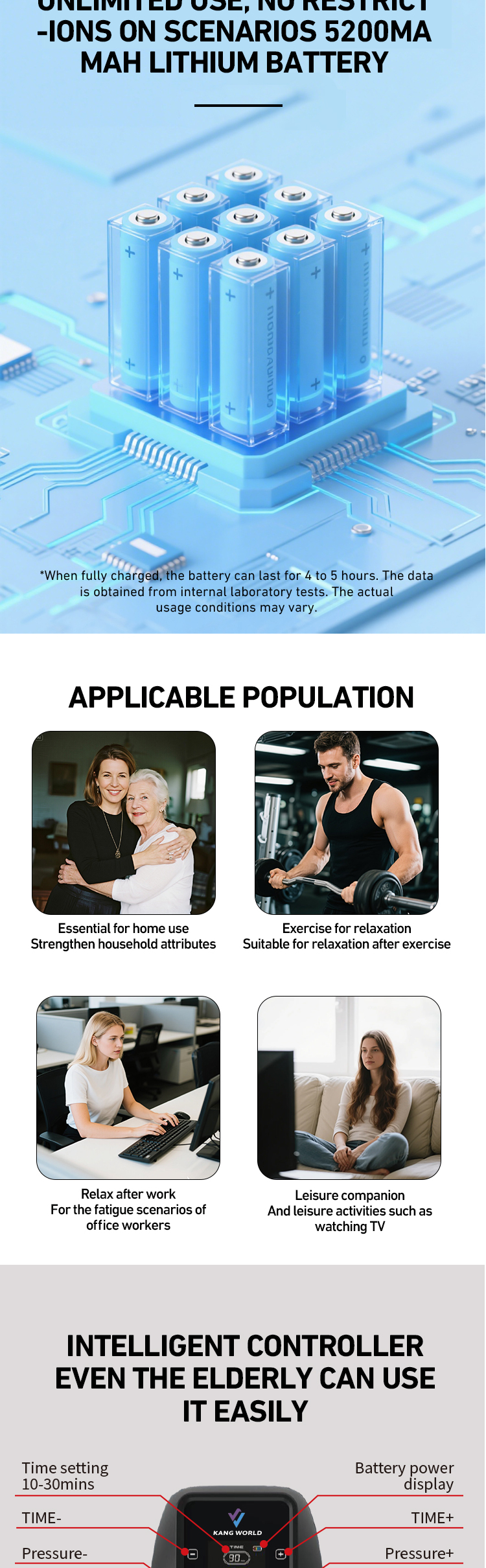 Cordless 6-Chamber Air Compression Leg Massager — detail 7